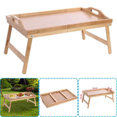 

Wooden Lap Tray Breakfast in Bed Serving with Folding Legs Wipe