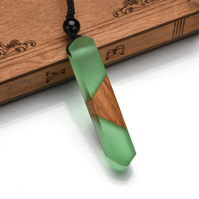 

Hot Natural wood resin Pendant Necklace for Women Men long chain woven rope chain Necklace statement Jewelry Gift
