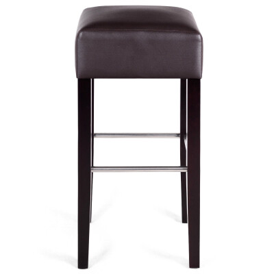 

1 PC Backless Bar Stool PVC Seat Rubber Wood Legs Pub Kitchen Dining Black-Brown