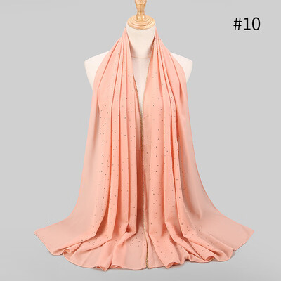

New high quality pearl chiffon inlay bit towel spring&summer long section Muslim woman hijab scarf