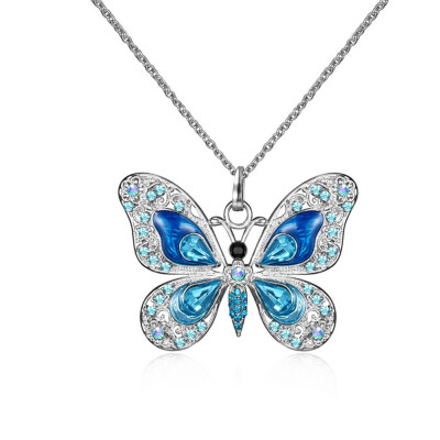 

Fashion Vintage Multicolor Butterfly Animal Pendant Sweater Necklace Jewelry