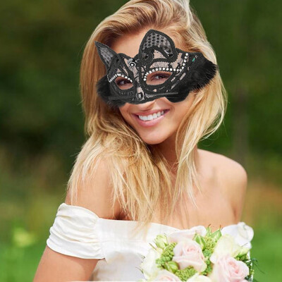 

Siaonvr Masquerade Mask Womens Sexy Black Glitter Fancy Cat Lace Eye Mask