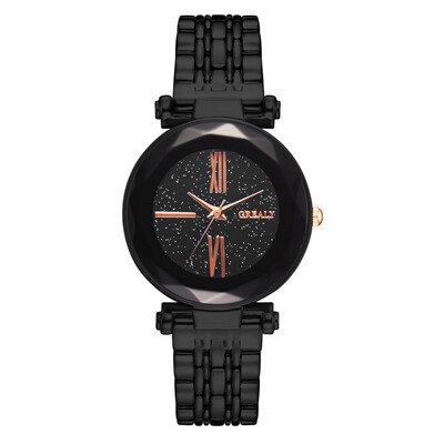 

Luxury Women Watches Geometric Surface Dial Ladies Quartz Wristwatch Starry Sky Alloy Strap Clock Dress Zegarki Damskie