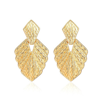 

EK157 Metal Big Drop Earrings for Women European Exaggerated Leaf Earring Wedding Party Jewelry Simple Texture Punk Pendientes