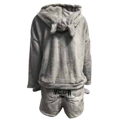 

Women Pajama Sets 2018 Autumn winter Flannel Cartoon Warm Pyjamas Women Homewear Animal Sleepwear Cat female pajama