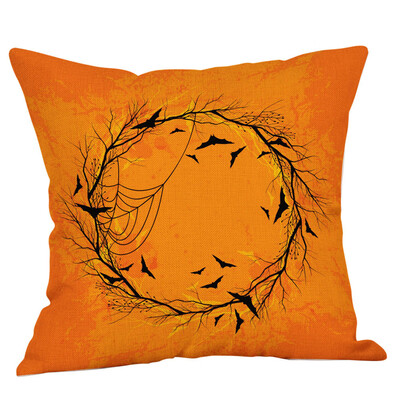 

Toponeto Happy Halloween Pillow Cases Linen Sofa Cushion Cover Home Decor