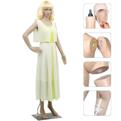 

Female Mannequin Plastic Display Head Turns Dress Form Arms by Side Left Leg Slightly Forward