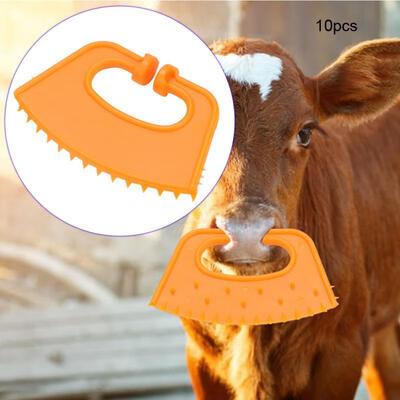 

Greensen 10 Pcs Plastic Thorn Anti-Sucking Cow Calf Cattle Farm Feed Weaner Preventor Nose Ring Clip