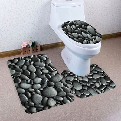 

〖Follure〗3PCS Christmas Bathroom Non-Slip Pedestal Rug Lid Toilet Cover Bath Mat Set
