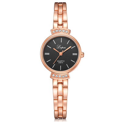 

Luxury Women Watches Rose Gold Dial Ladies Rhinestone Quartz Wristwatch Fashion Alloy Strap Clock Dress Gift Zegarki Damskie