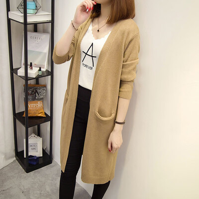 

2018 long sweater jacket womens sweater cardigan autumn&winter new Korean version of loose joker top