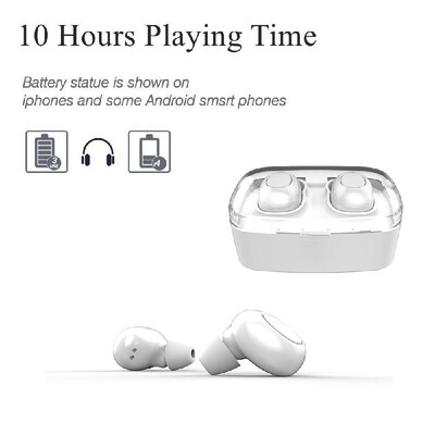 

TWS BT Earphones Sport Mini Earbuds Pairing with Transparent Cover Charge Box