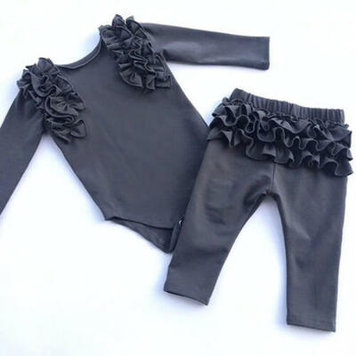 

Cute Newborn Baby Girls Ruffles Clothes Tops Romper Long Pants Shorts Outfit Set