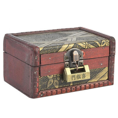 

Greensen Vintage Wooden Jewelry Storage Box Small Necklace Organizer Container Home Decor with Lock