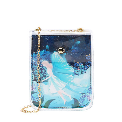 

New Style Womens Handbags PVC Clear Transparent Chains Alphabet Jelly Bag Tote Casual Handbag Print Messenger Fashion Hot 2019