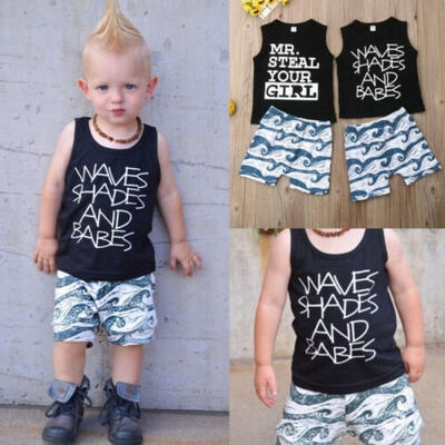 

Summer Kids Baby Boy Clothes T-shirt TopsWaves Shorts Outfits 2PCS Toddler Clothing