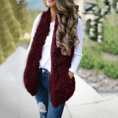 

Luxury Women Oversized Faux Fur Fleece Wool Waistcoat Long Coat Outwear