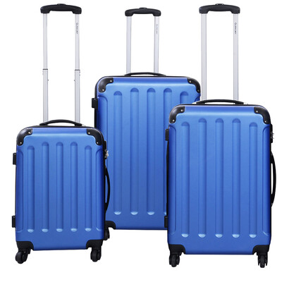

GLOBALWAY 3 Pcs Luggage Travel Set Bag ABSPC Trolley Suitcase Blue