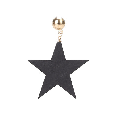 

Simple Style Wood Star Big Earrings Black Jewelry For Women Fashion Jewelry Wholesale