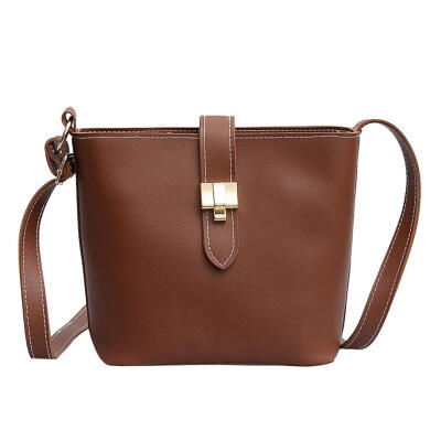 

Women Solid Shoulder Messenger Bags PU Leather Crossbody Bucket Handbags