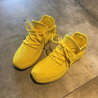 

Knitted sneakers Womens summer breathable Korean version of ulzzang muffin thick-soled daddy shoes Smoked running shoes