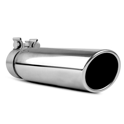 

25 Inch Inlet Chrome Exhaust Tip25" x 3" x 12" Clamp On Design Universal Stainless Steel Diesel Exhaust Tailpipe Tip