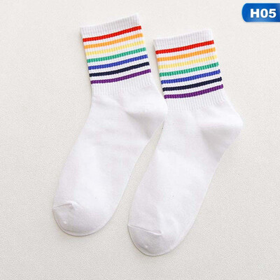 

Winter New Unisex Socks Cotton Rainbow Striped Socks Fashion Warm Chrismas Casual Hipster hosiery