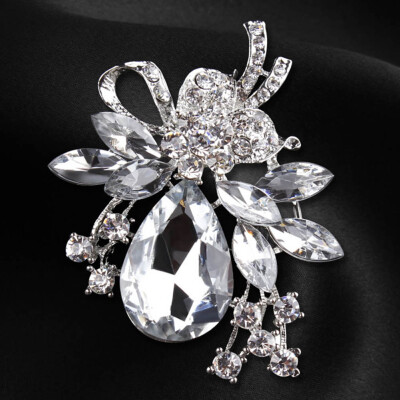 

Clear Water drop Stone Leaves Brooch Jewelry Brooches for Women & Girls