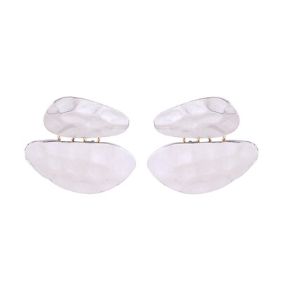 

Alloy Dangle Earrings Hammered Platinum 40x40mm