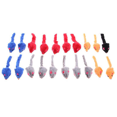

20pcs Plush Mouse Shape Cat Toy Kitten Plaything Cat Teaser Interactive Toy