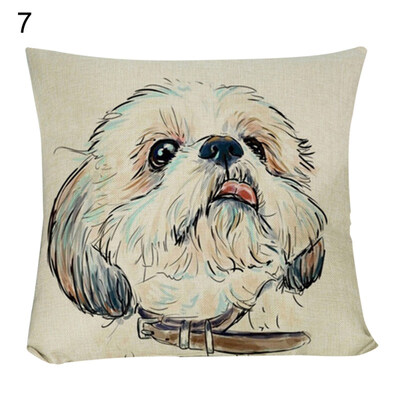 

45x45cm Cute Dog Print Throw Pillow Case Linen Cushion Cover Home Decoration