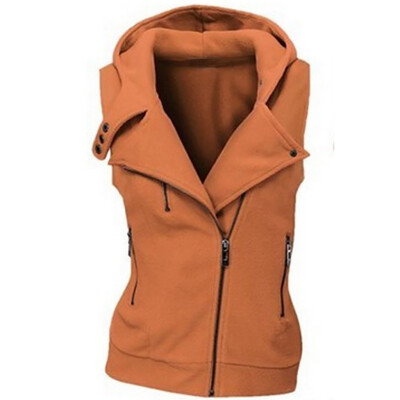 

Toponeto Womens Winter Hooded Zip-Up Vest Sleeveless Pockets Jacket Coat With Zipper