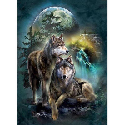 

5D DIY Full Drill Diamond Painting Night Wolf Cross Stitch Embroidery Kits