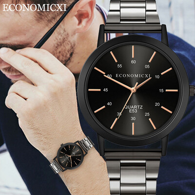 

Gobestart Sport Men Watch Steel Strap Analog Quartz Round Dial Wrist Watches
