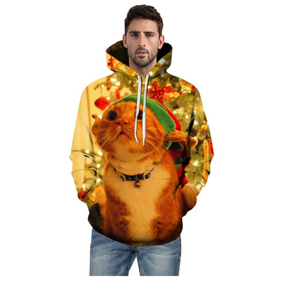 

Toponeto Mens Christmas Casual 3D Print Creative Casual Long Sleeve Shirt Coat Top