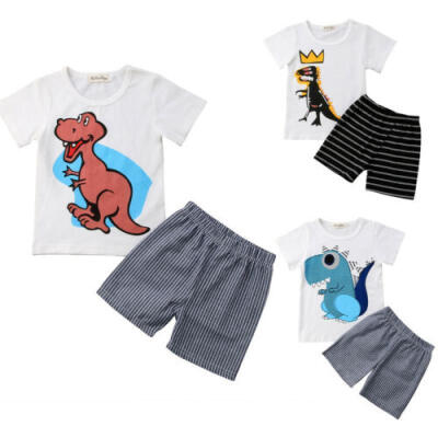 

Baby Boys Kids Girl Dinosaur Sportswear Clothes T-shirt Top Short Pants Outfits