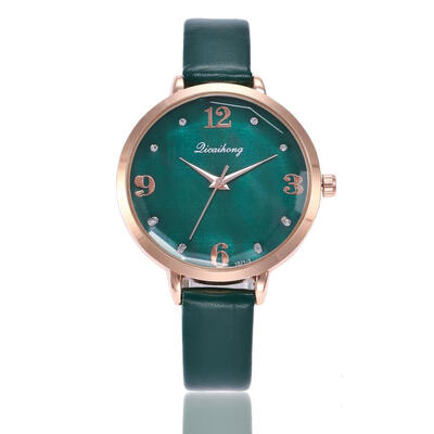 

Leather Band Analog Womens watches Round Simple clock quartz 2018 Temperament Fashionable Business wristwatches for ladies D