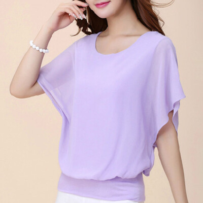 

Womens Tops Ladies Blouse Party Chiffon Short Sleeve Plus Size Stylish