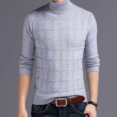 

Men Long Sleeve Knitted Sweater High Neck Turtleneck Stretch Slim Fit Jumper Top