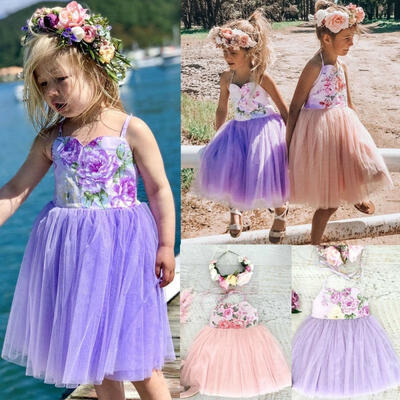 

Toddler Kids Baby Girl Spaghetti Strap Flower Dress Sleeveless Tulle Lace Tutu Dresses Girls Summer Clothes