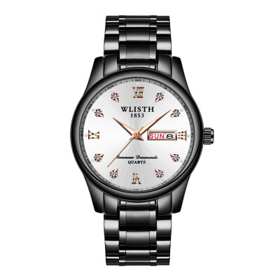 

Double calendar watches steel band business mens quartz watches luminous waterproof mens watches fashion mens student watches