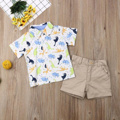 

US Toddler Kids Baby Boys Summer Dinosaur Tops T-shirtPants Shorts Outfits Sets