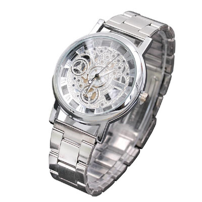

Hollow quartz watch mens fashion Korean mens non-mechanical watches cross-border gift watch manufacturers wholesale Silver