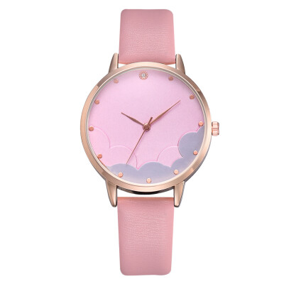 

Ladies watch pu leather fashion blue sky&white clouds alloy watch business diamond high-end quartz watch