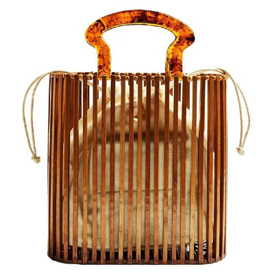 

Bamboo Square Women Handbag Female Brand Designer Woven Bag Fashion Beach Hand Bag Simple Acrylic Handle Women Tote Bag