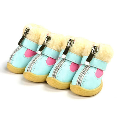 

4 Pcssets Winter Pet Dog Shoes For Small Dogs Warm Leather Puppy Dog Snow Boots Waterproof Chihuahua Pug Cat Shoes Pet Products