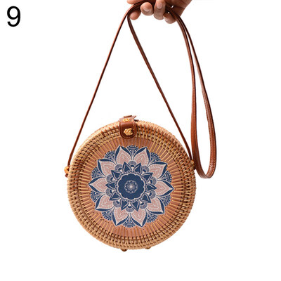 

Mini Round Flower Rattan Weave Single Shoulder Women Crossbody Bag Messenger