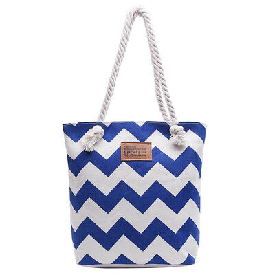 

Women Wave Stripe Canvas Large Capacity Shoulder Bag Totes Shopping Handbag