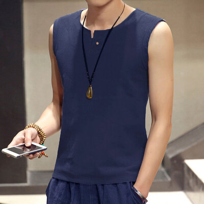 

Toponeto Summer Mens Casual Fashion Wild Solid Color Button Vest