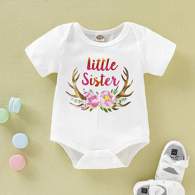 

Baby Girls Rompers Summer Cotton Floral Letter Print Short Sleeve Romper Clothes